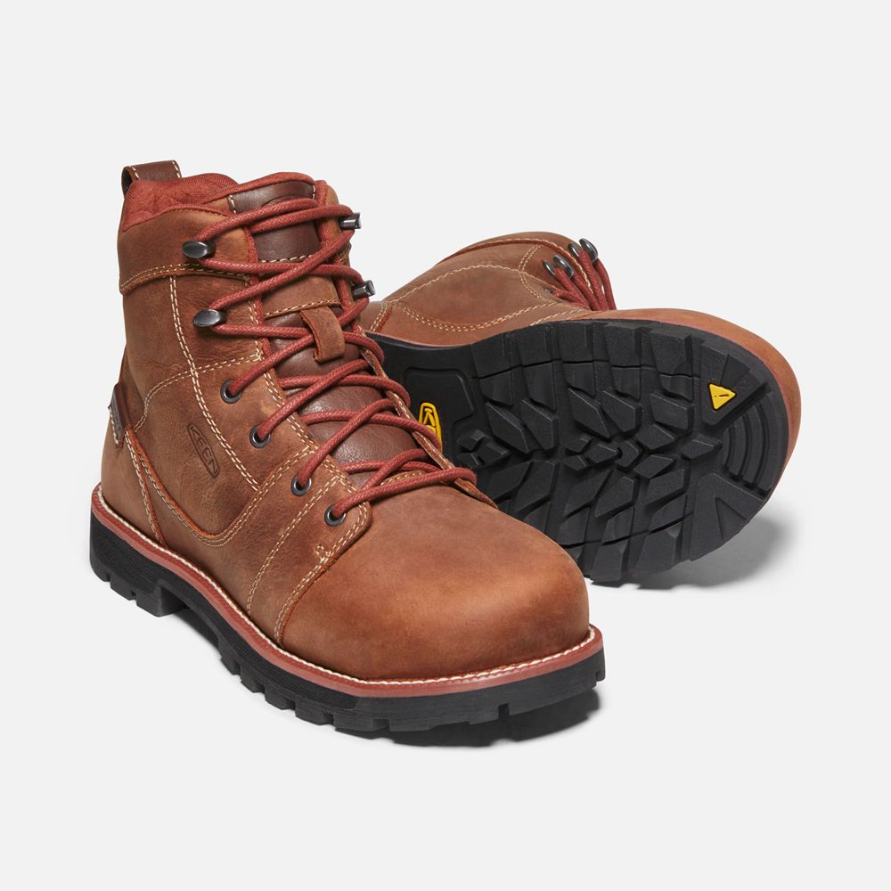 Keen Trekking Bot Kadın Kahverengi - Seattle 6\" Waterproof (Aluminum Toe) - Türkiye PEOF64079